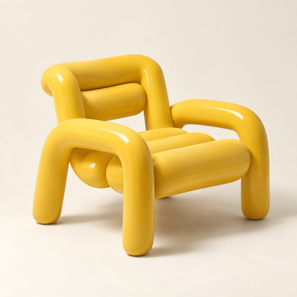 Sculptural yellow lounge chair